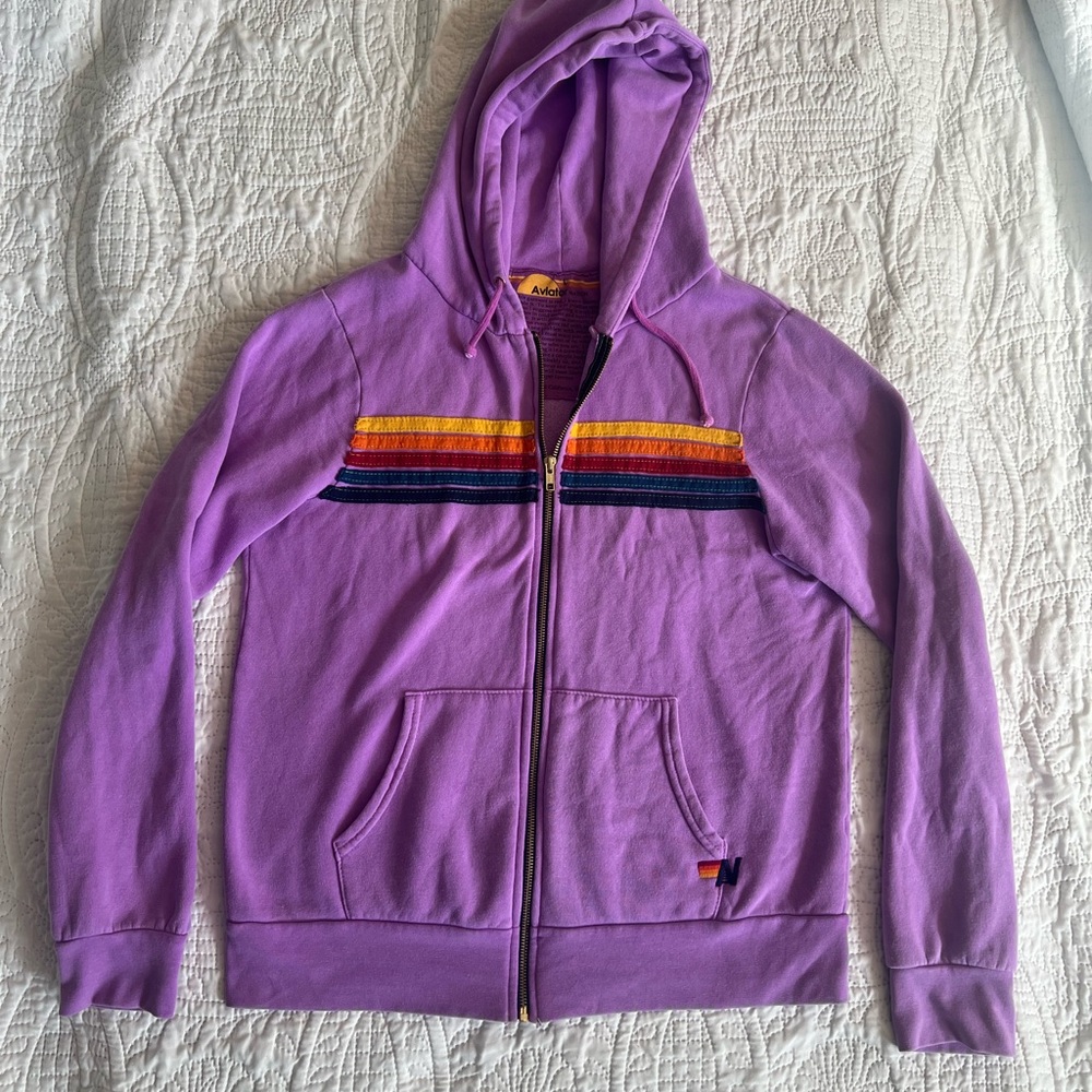 Large Neon Purple five stripe hoodie, excellent condition
